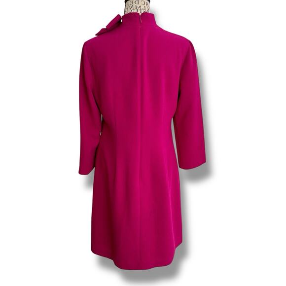 Eliza J Size 6 Pink Crepe Bow Neck Crepe Shift Dress Retro Barbiecore - Picture 6 of 6